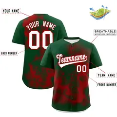 Dark Green Red White Skeleton Graffiti Baseball Jersey 2