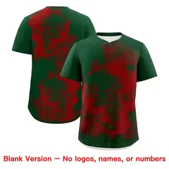 Dark Green Red White Skeleton Graffiti Baseball Jersey 8