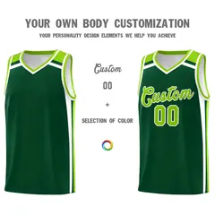 Dark Green White Neon Green Charge Series Basketball Jersey 3