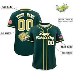 Dark Green White Old Gold Father's Day Baseball Jersey 2