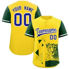 Dark Green Yellow Raptor Series Raglan Hip Hop Baseball Jersey