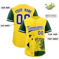Dark Green Yellow Raptor Series Raglan Hip Hop Baseball Jersey 2
