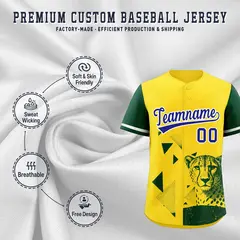 Dark Green Yellow Raptor Series Raglan Hip Hop Baseball Jersey 3