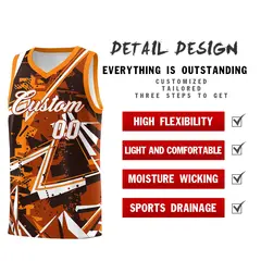 Dark Orange Abstract Graffiti Basketball Jersey 2