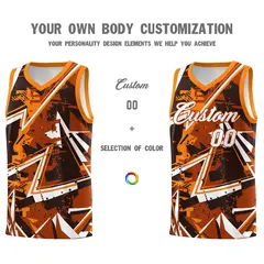 Dark Orange Abstract Graffiti Basketball Jersey 3