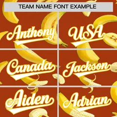 Dark Orange Banana Graffiti Pattern Fashion Baseball Jersey 4