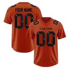 Dark Orange Black Sequin Lettering Football Jersey 1
