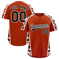 Dark Orange Black Side Camo Baseball Jersey