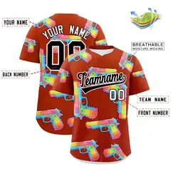 Dark Orange Black Sugar-Coated Firepower Graffiti Baseball Jersey 2