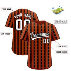 Dark Orange Black Thick Stripes Star Pattern Baseball Jersey 2