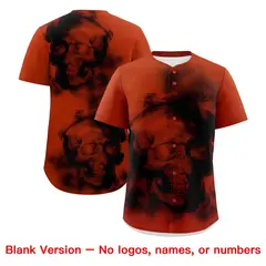 Dark Orange Black White Skeleton Graffiti Baseball Jersey 8