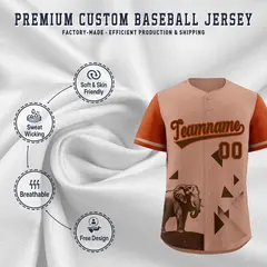Dark Orange Coffee Raptor Series Raglan Hip Hop Baseball Jersey 3