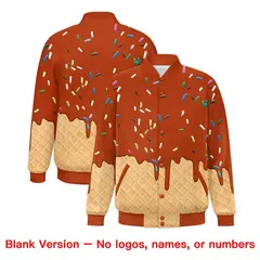 Dark Orange Ice Cream Cone Graffiti Full-Snap Varsity Jacket 7