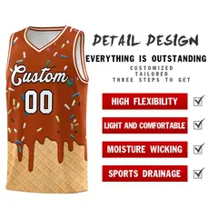 Dark Orange Ice Cream Element Pattern Basketball Kits 2