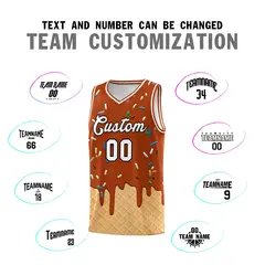Dark Orange Ice Cream Element Pattern Basketball Kits 4