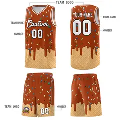 Dark Orange Ice Cream Element Pattern Basketball Kits 5