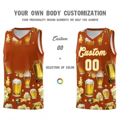 Dark Orange National Beer Day Beer Bubble Basketball Jersey 2