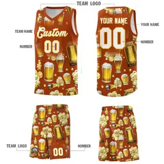 Dark Orange National Beer Day Beer Bubble Basketball Jersey 3