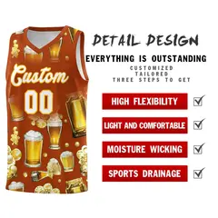 Dark Orange National Beer Day Beer Bubble Basketball Jersey 5