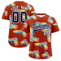 Dark Orange Navy Sugar-Coated Firepower Graffiti Baseball Jersey 1