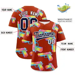 Dark Orange Navy Sugar-Coated Firepower Graffiti Baseball Jersey 2