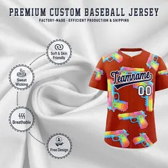Dark Orange Navy Sugar-Coated Firepower Graffiti Baseball Jersey 3