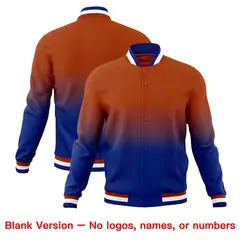 Dark Orange Royal Blue Gradient Full-Snap Varsity Letterman Jacket 7
