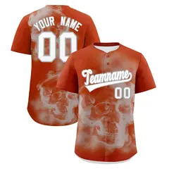 Dark Orange Silver White Skeleton Graffiti Baseball Jersey 1