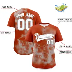 Dark Orange Silver White Skeleton Graffiti Baseball Jersey 2