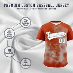 Dark Orange Silver White Skeleton Graffiti Baseball Jersey 4