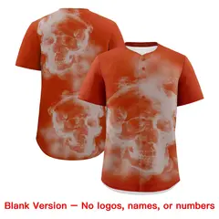 Dark Orange Silver White Skeleton Graffiti Baseball Jersey 8