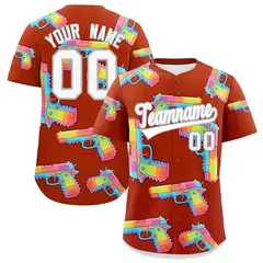 Dark Orange White Sugar-Coated Firepower Graffiti Baseball Jersey 1