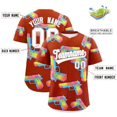 Dark Orange White Sugar-Coated Firepower Graffiti Baseball Jersey 2