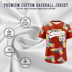 Dark Orange White Sugar-Coated Firepower Graffiti Baseball Jersey 3