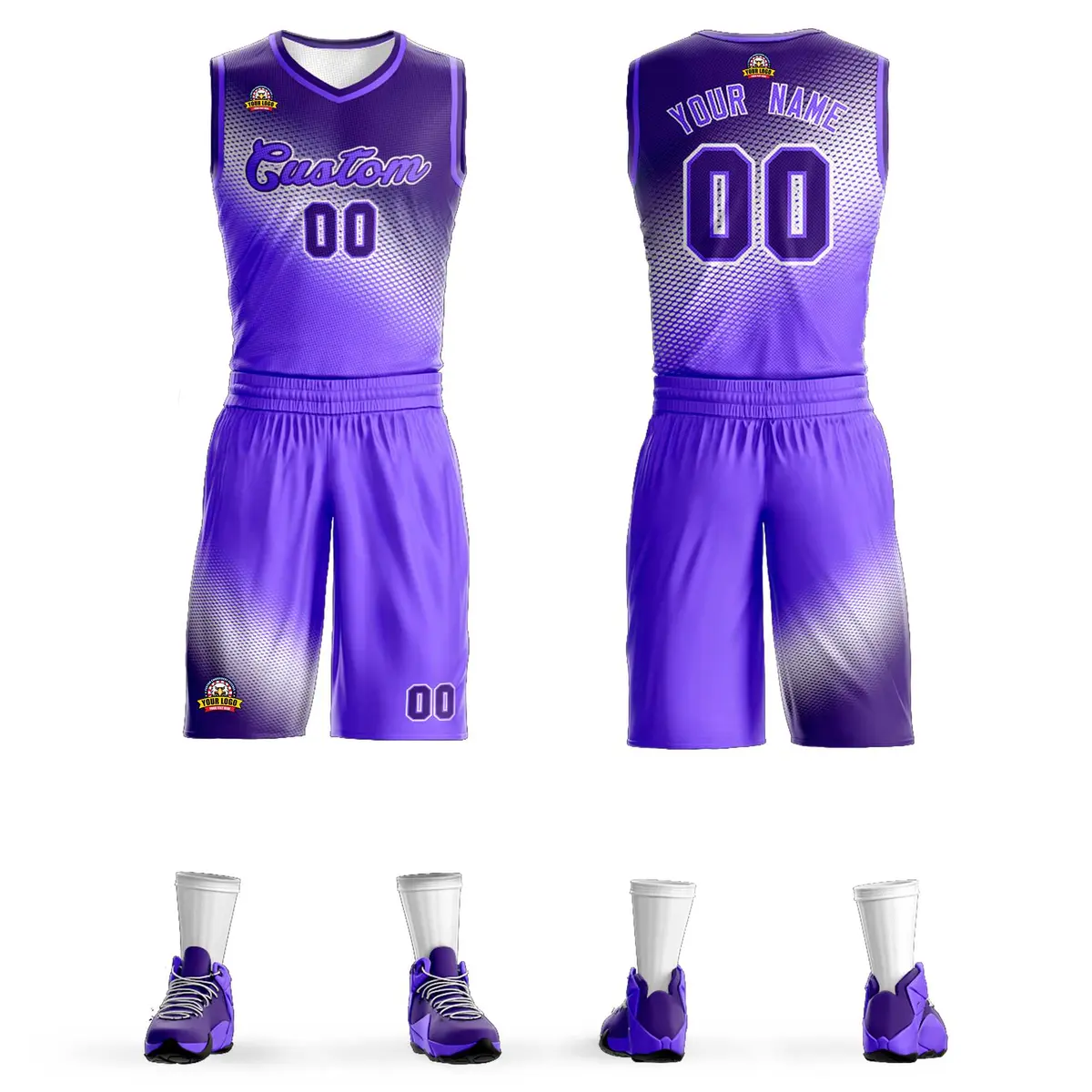 Dark Purple-Purple Gradient Basketball Jersey