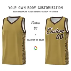 Desert Yellow Brown Indians Pattern Basketball Jersey 3