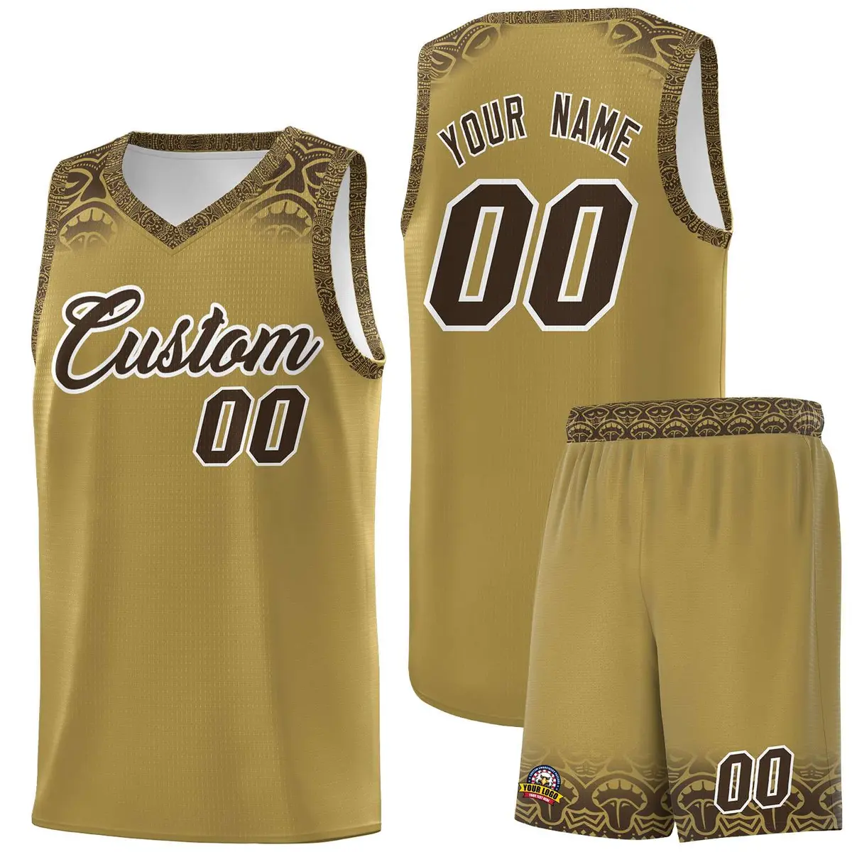 Desert Yellow Brown Indians Print Basketball Uniform Jersey