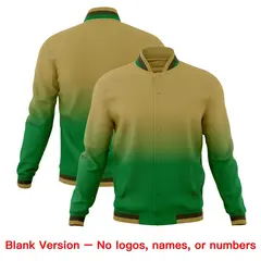 Desert Yellow Kelly Green Gradient Full-Snap Letterman Jacket 7