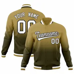 Desert Yellow Olive Gradient Full-Snap Varsity Letterman Jacket 1