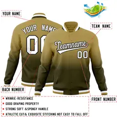 Desert Yellow Olive Gradient Full-Snap Varsity Letterman Jacket 2