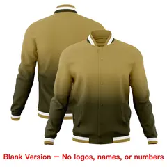 Desert Yellow Olive Gradient Full-Snap Varsity Letterman Jacket 7