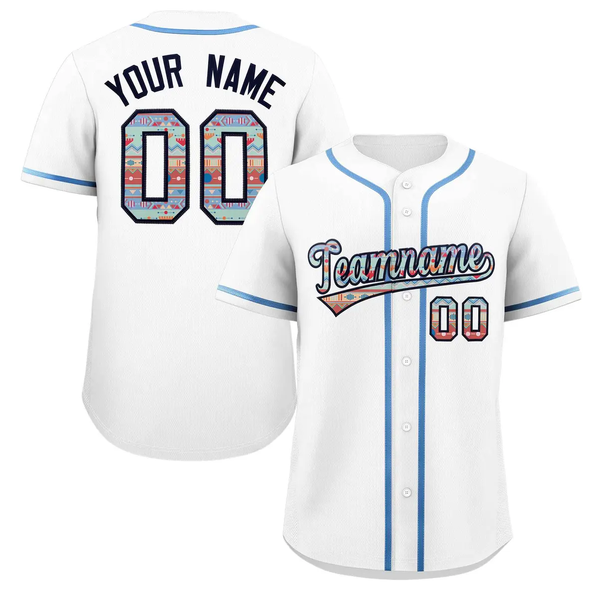 Ethnic Pattern Baseball Jersey Sports Uniform
