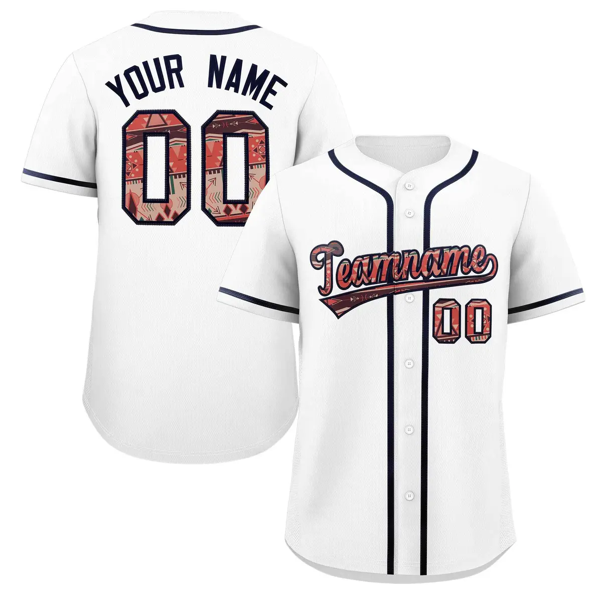 Ethnic Pattern Baseball Jersey Sports Uniform