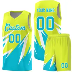 Fluorescent Green Abstract Mountain Pattern Basketball Jersey 1