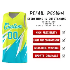 Fluorescent Green Abstract Mountain Pattern Basketball Jersey 2
