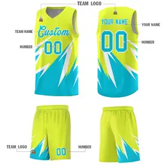 Fluorescent Green Abstract Mountain Pattern Basketball Jersey 4