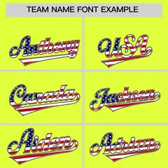 Fluorescent Green American Flag Design Baseball Jersey 3
