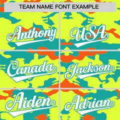 Fluorescent Green Aqua Orange Camo Sleeveless Baseball Jersey 3