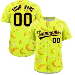 Fluorescent Green Banana Graffiti Baseball Jersey 1