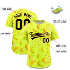 Fluorescent Green Banana Graffiti Baseball Jersey 2